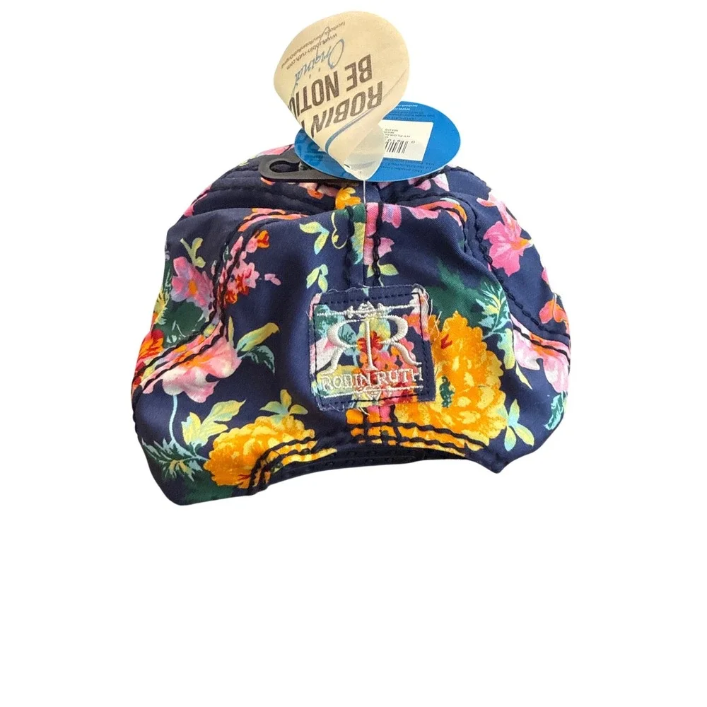 Robin Ruth New‎ York Floral Snapback Hat Navy Blue Quilted Embroidered Cap NWT